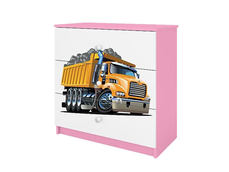 Commode enfant avec tiroirs camion de couleur rose Babydreams