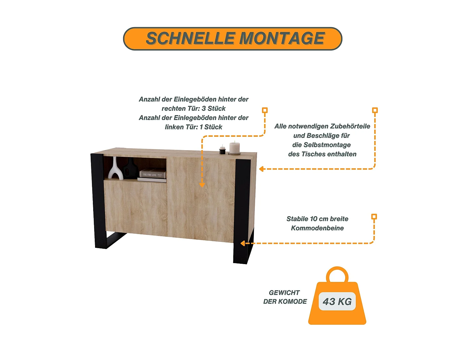 KOMMODE mit 3 Fächern