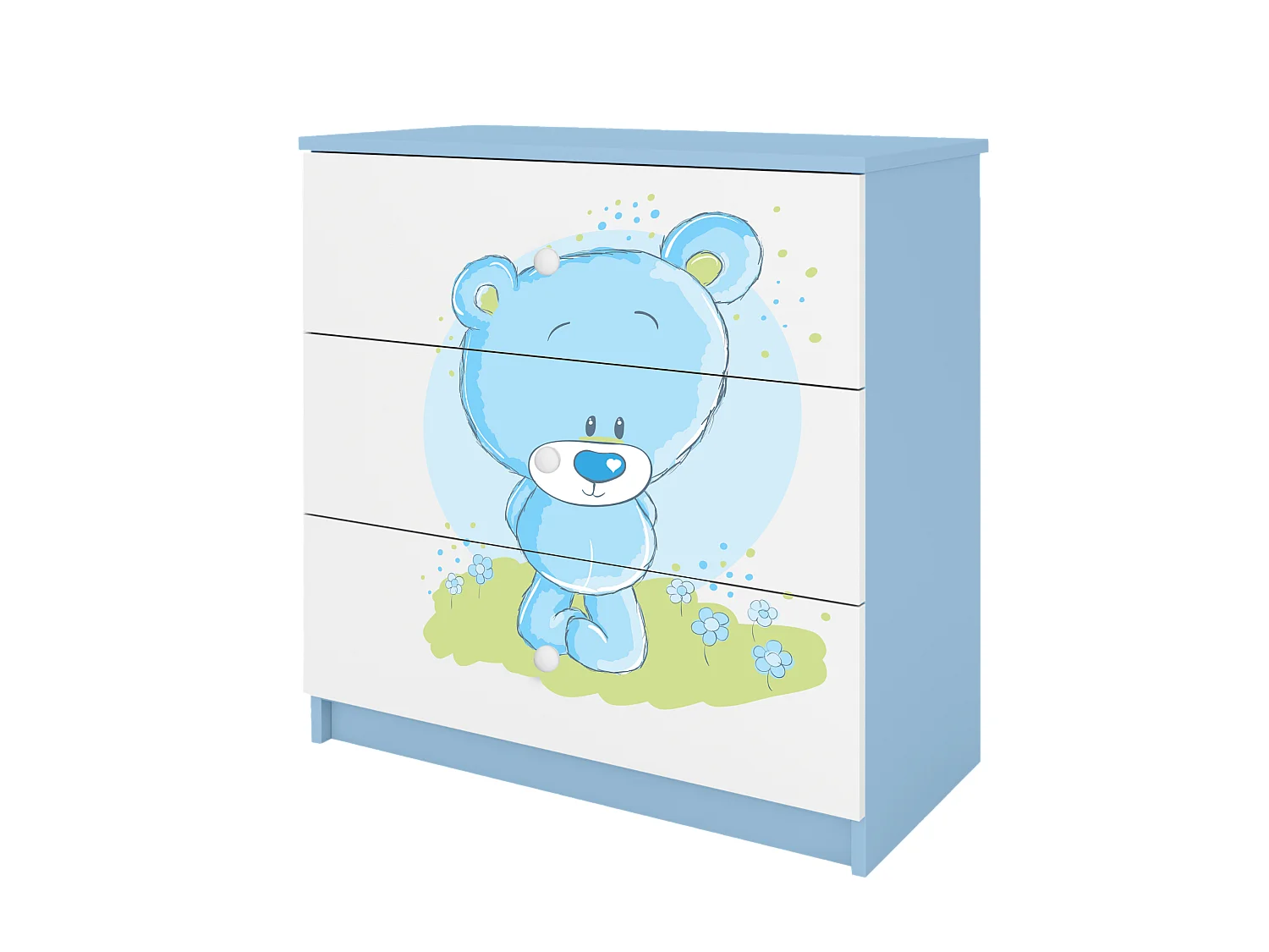 Kinderkommode mit Schubladen Blaubär in der Farbe Blau Babydreams