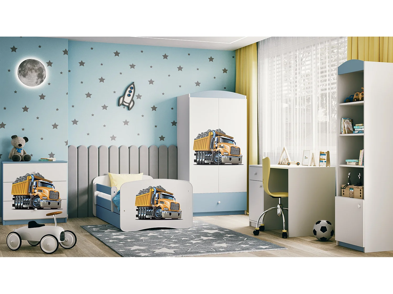 Kinderkommode mit Schubladen Lastwagen in der Farbe Blau Babydreams