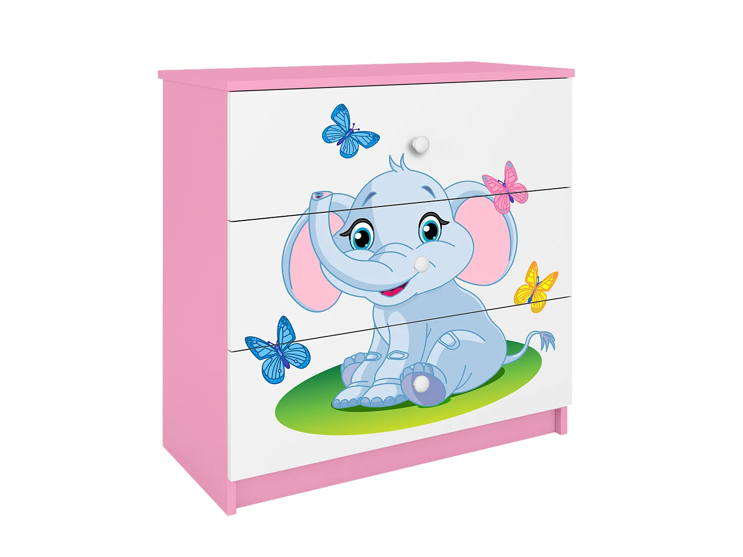 Commode enfant avec tiroirs Éléphant en couleur rose Babydreams