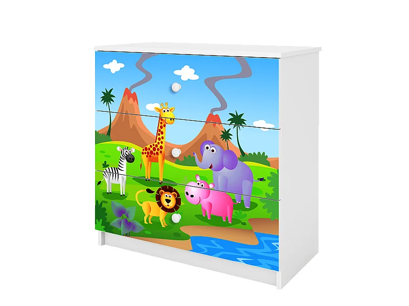 Commode pour enfants avec tiroirs Safari en couleur blanche Babydreams
