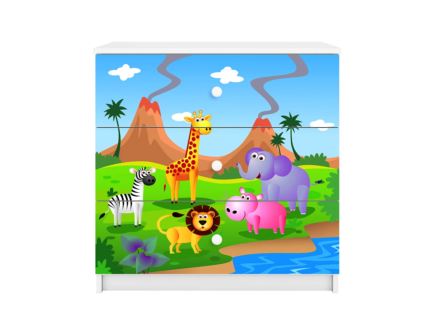 Commode pour enfants avec tiroirs Safari en couleur blanche Babydreams