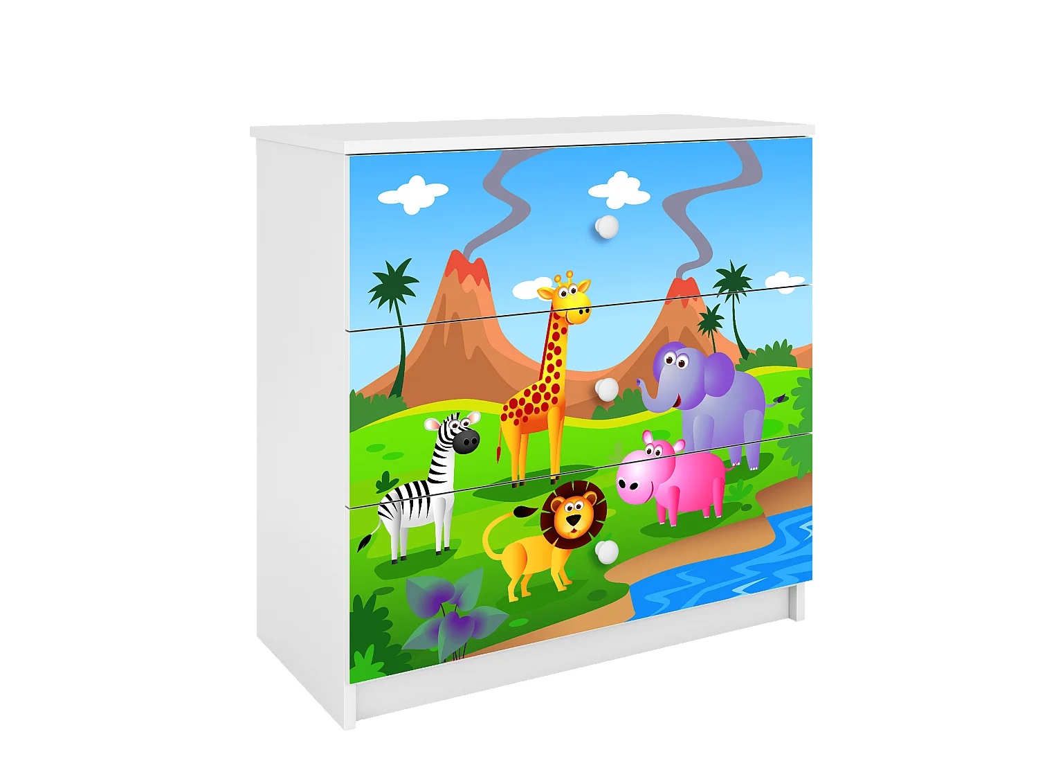 Commode pour enfants avec tiroirs Safari en couleur blanche Babydreams