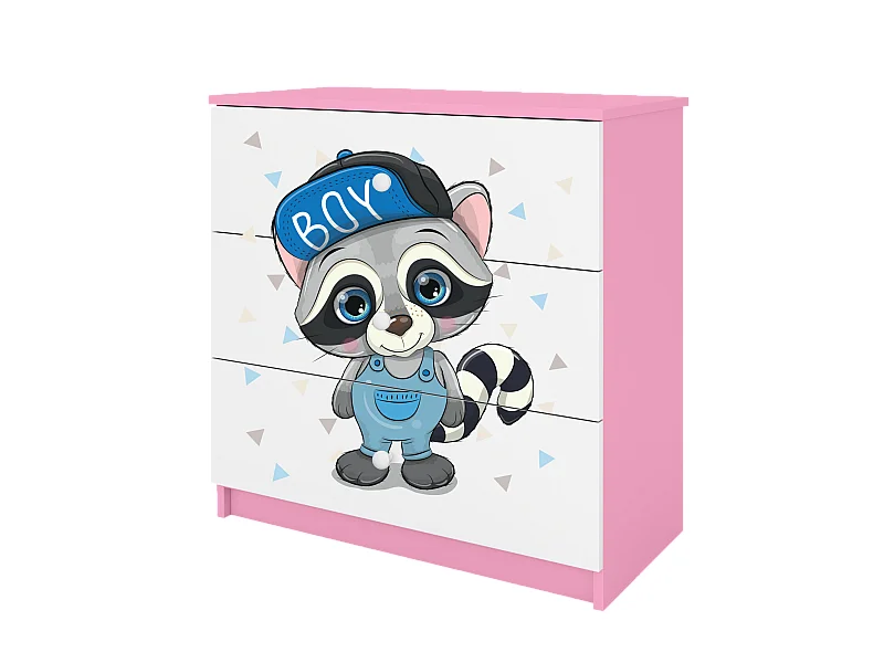 Chambre d'enfants avec tiroirs Raton laveur en couleur rose Babydreams