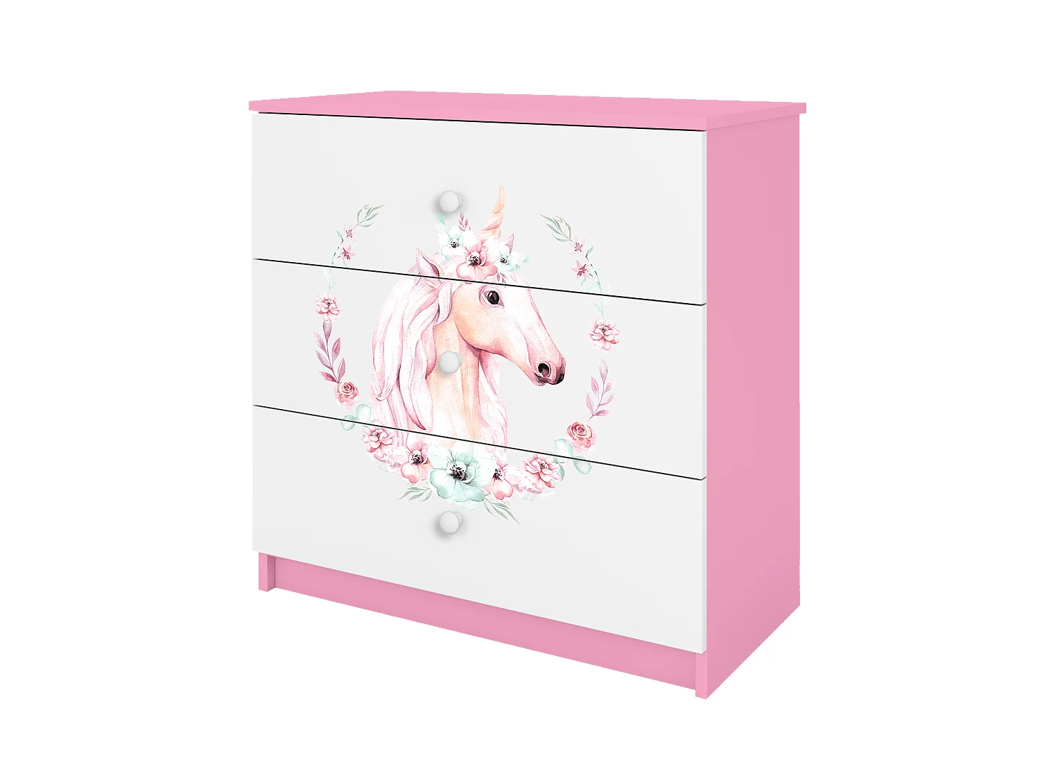 Kinderkommode mit Schubladen Pferd in der Farbe Rosa Babydreams