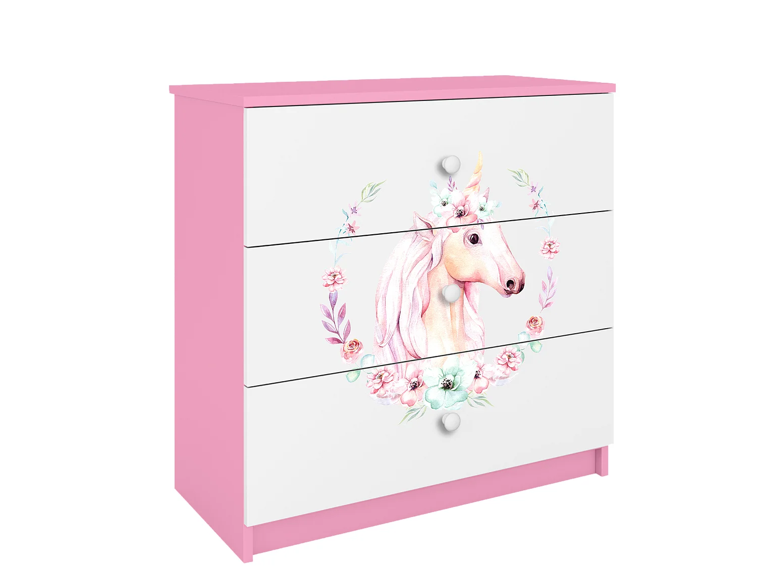 Commode enfant avec tiroirs Cheval de couleur Rose Babydreams