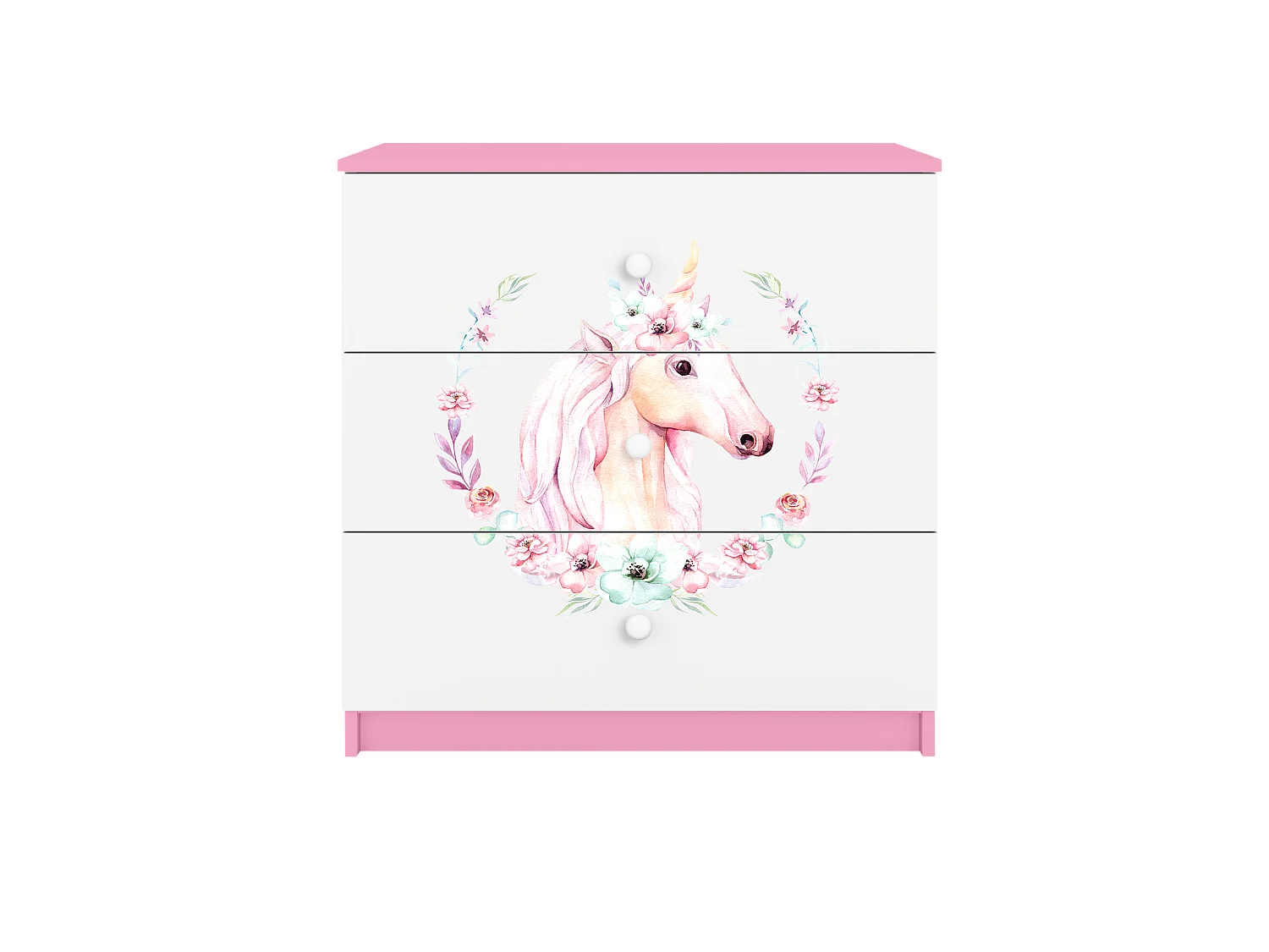 Commode enfant avec tiroirs Cheval de couleur Rose Babydreams