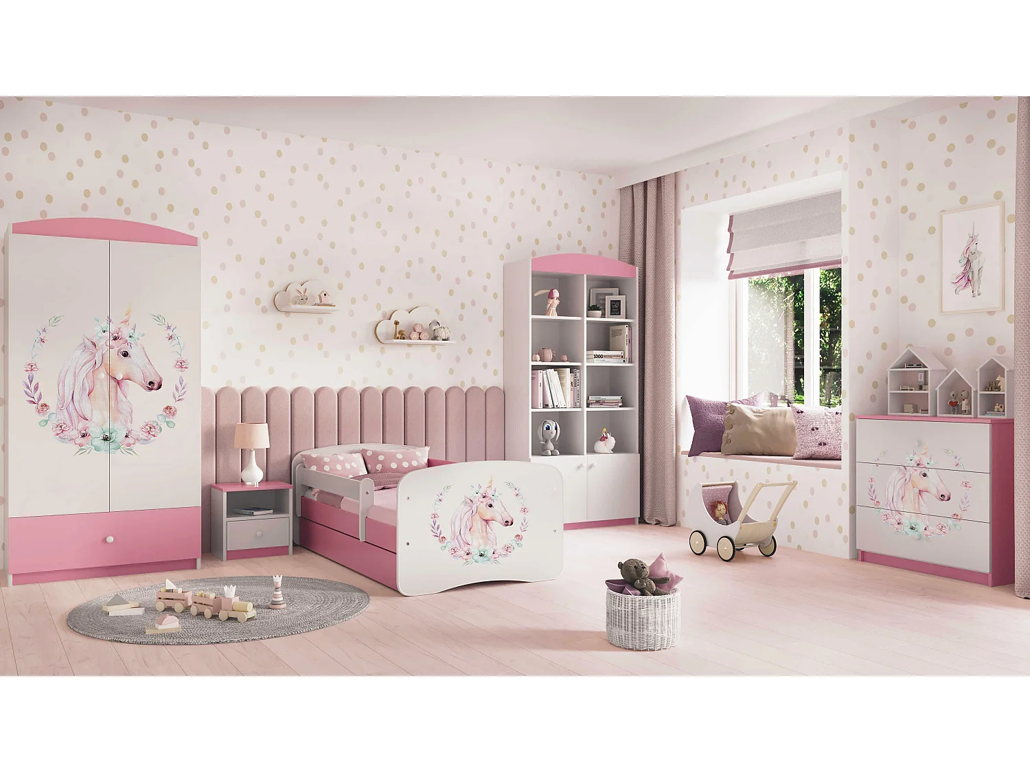 Commode enfant avec tiroirs Cheval de couleur Rose Babydreams