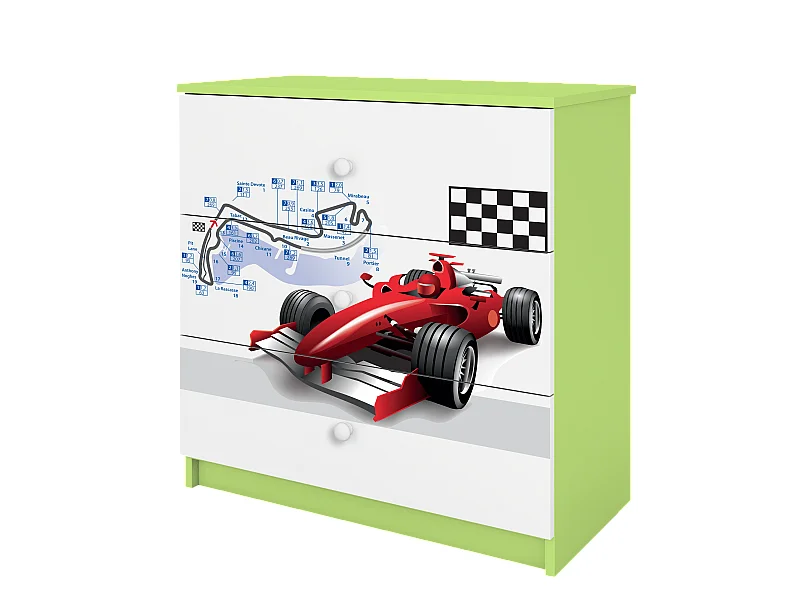 Commode pour enfants avec tiroirs Formel 1 de couleur verte Babydreams
