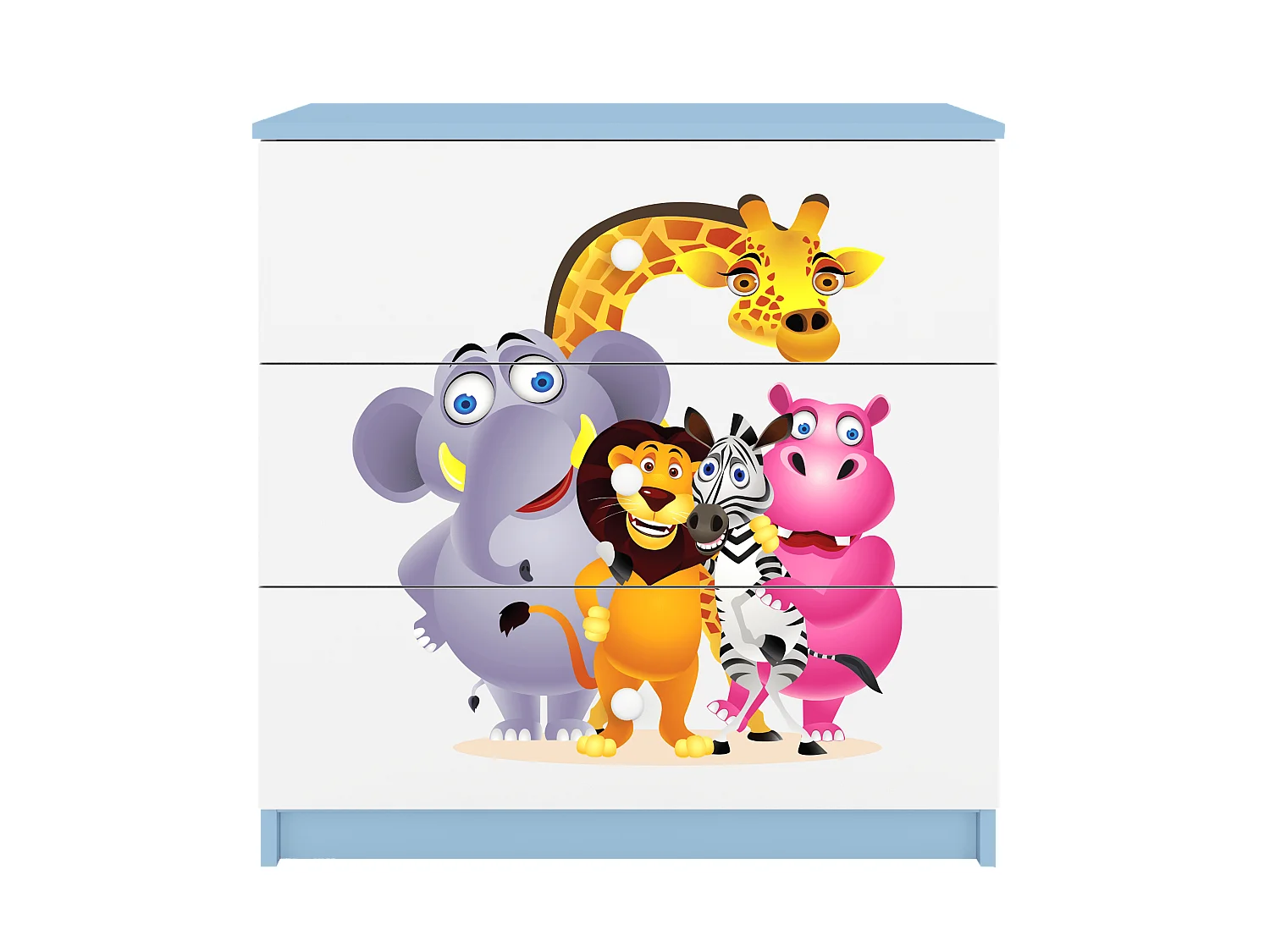 Kinderkommode mit Schubladen ZOO in der Farbe Blau Babydreams