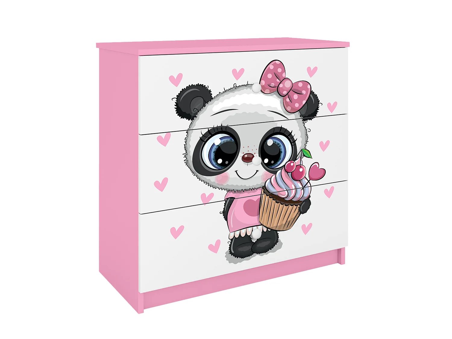 Commode enfant avec tiroirs Panda en couleur rose Babydreams