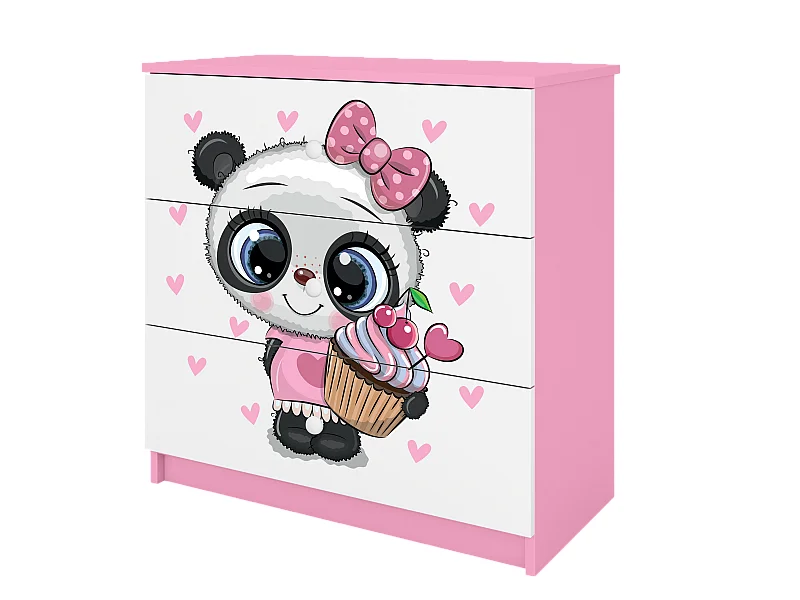 Commode enfant avec tiroirs Panda en couleur rose Babydreams