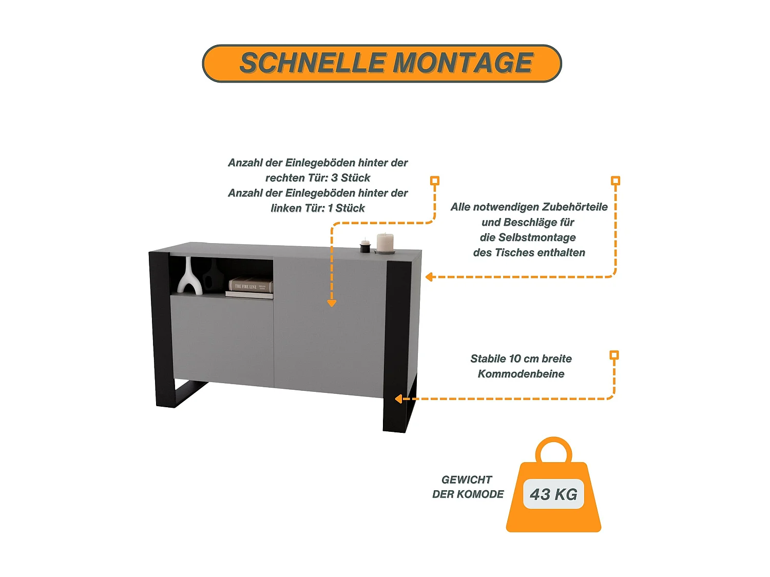 KOMMODE mit 3 Fächern