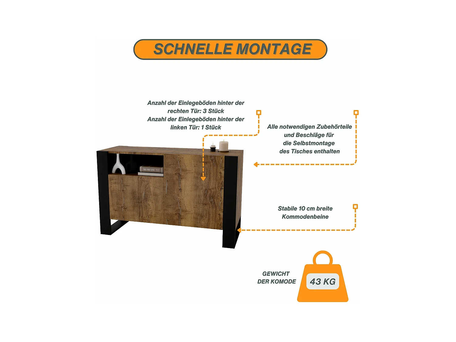 KOMMODE mit 3 Fächern