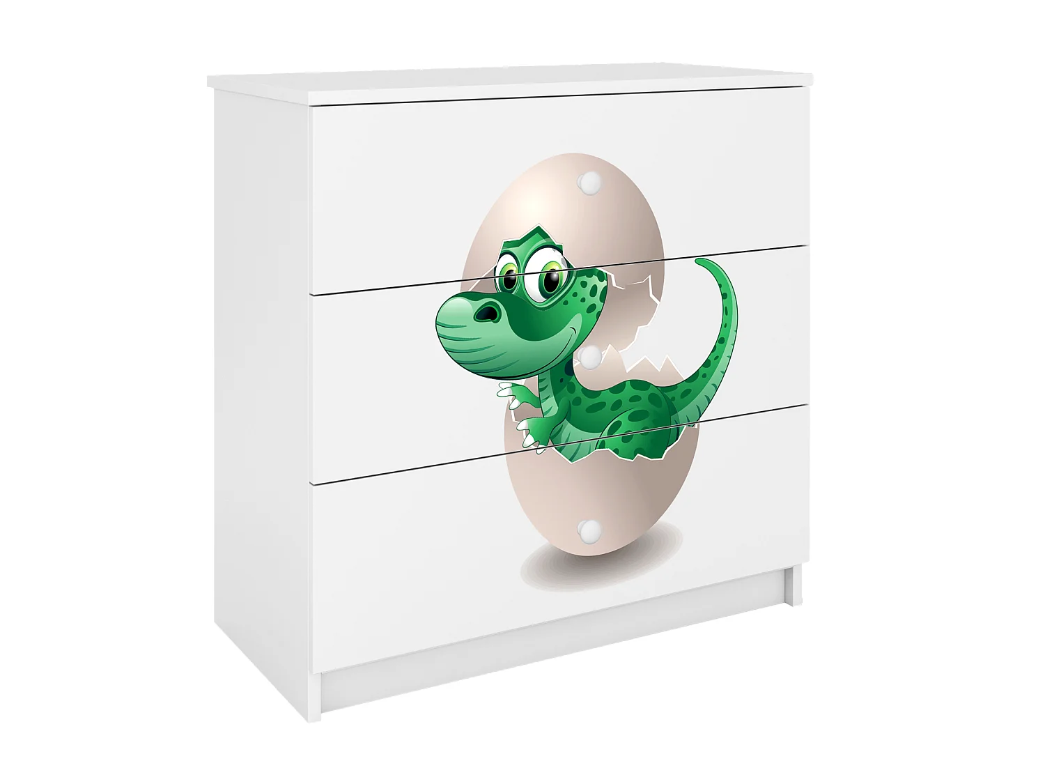 Commode pour enfants avec tiroirs Petit dinosaure en blanc Babydreams