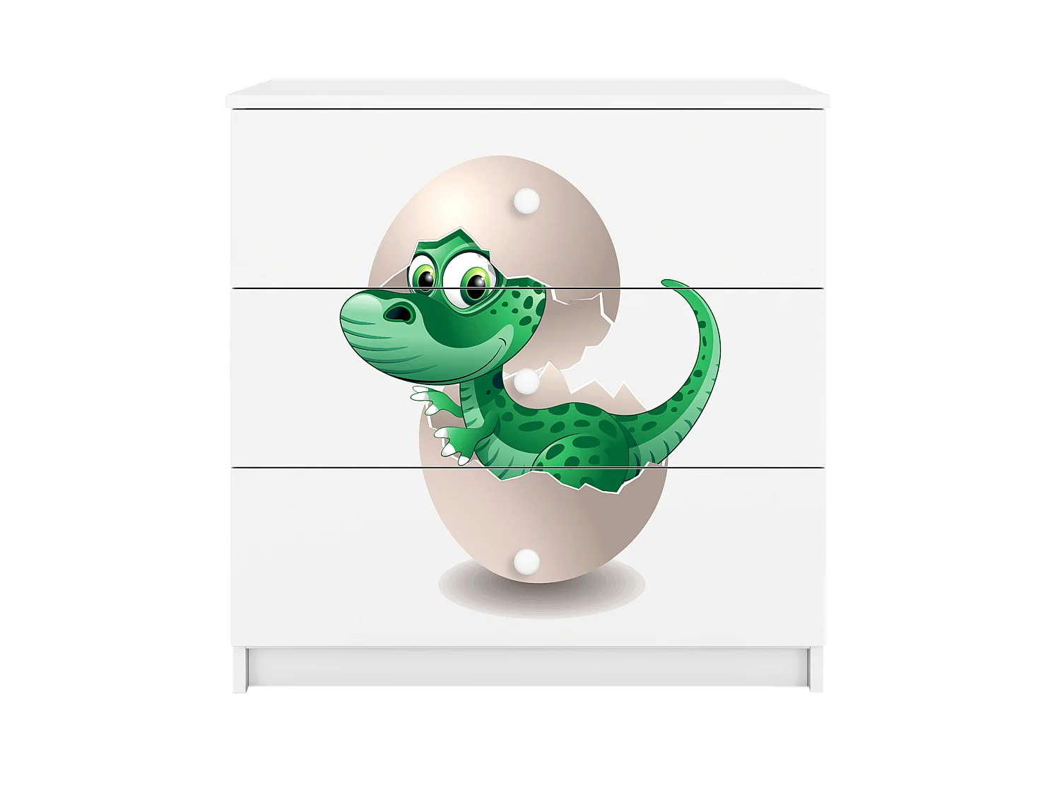 Commode pour enfants avec tiroirs Petit dinosaure en blanc Babydreams