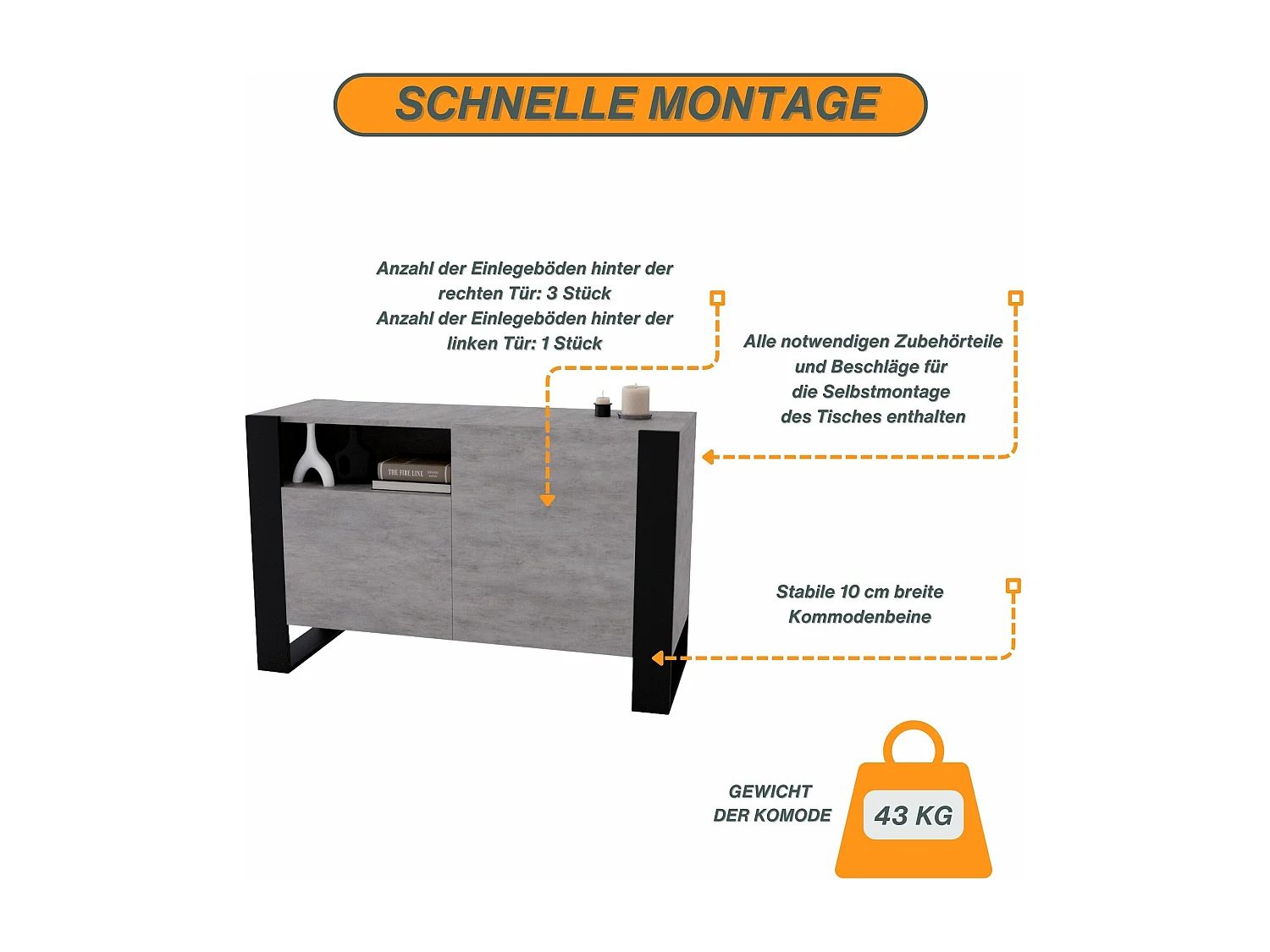 KOMMODE mit 3 Fächern