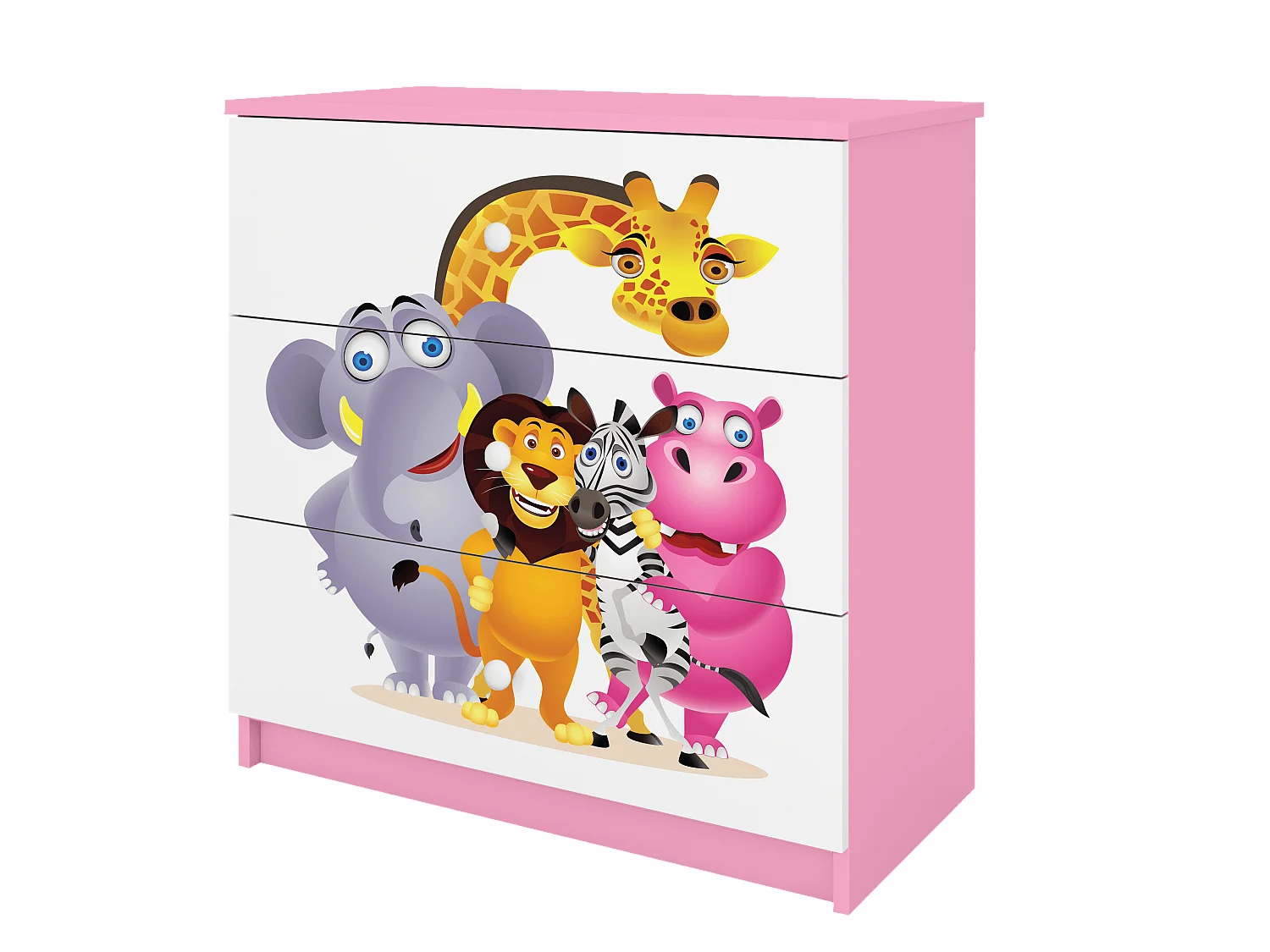 Kinderkommode ZOO Rosa Babydreams 3 Schubladen - Hochwertig, Modernes Design, Sicherheit und Komfort
