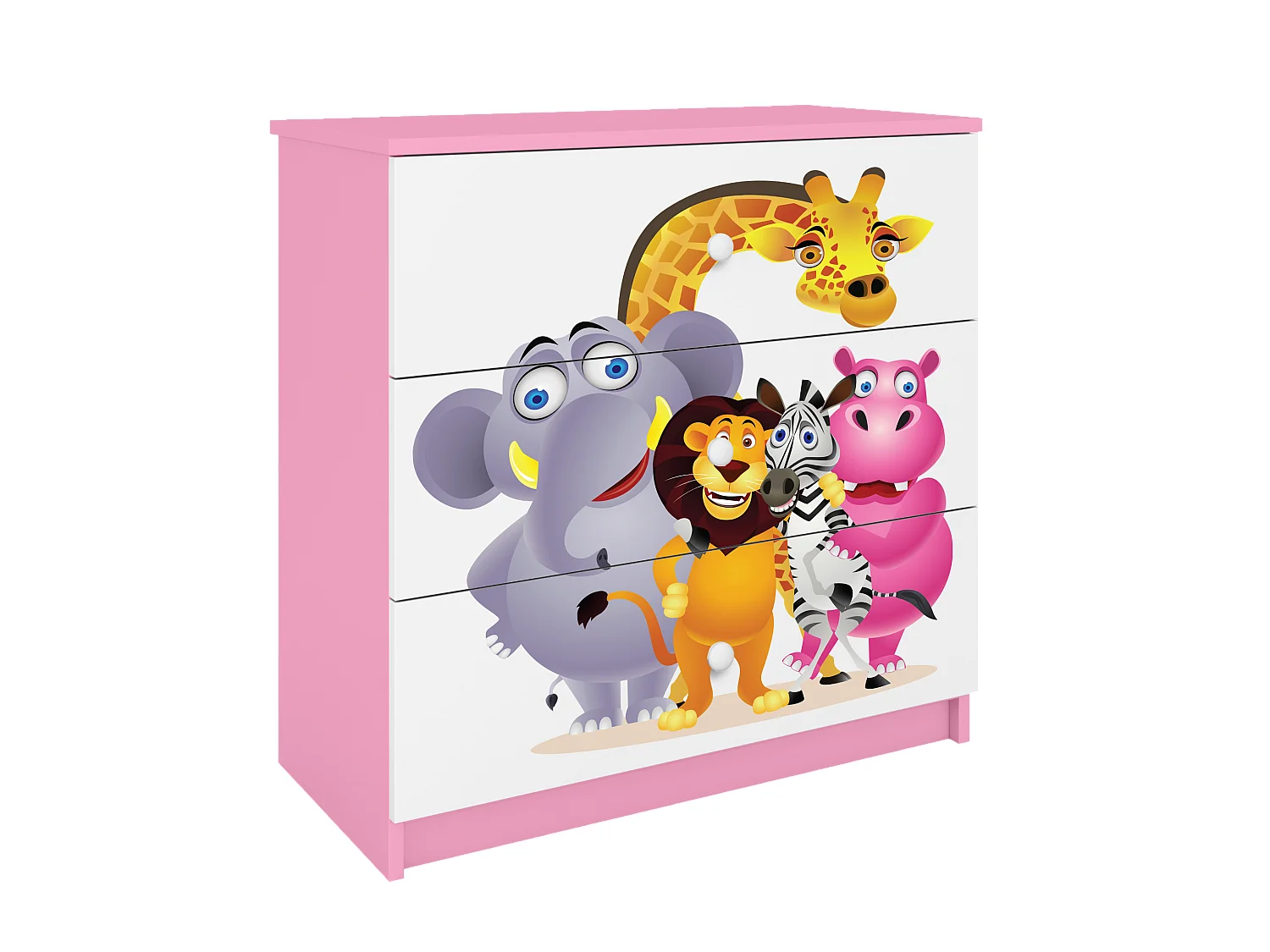 Comò Bambini ZOO Rosa Babydreams 3 Cassetti - Alta Qualità, Design Moderno, Sicurezza e Comfort