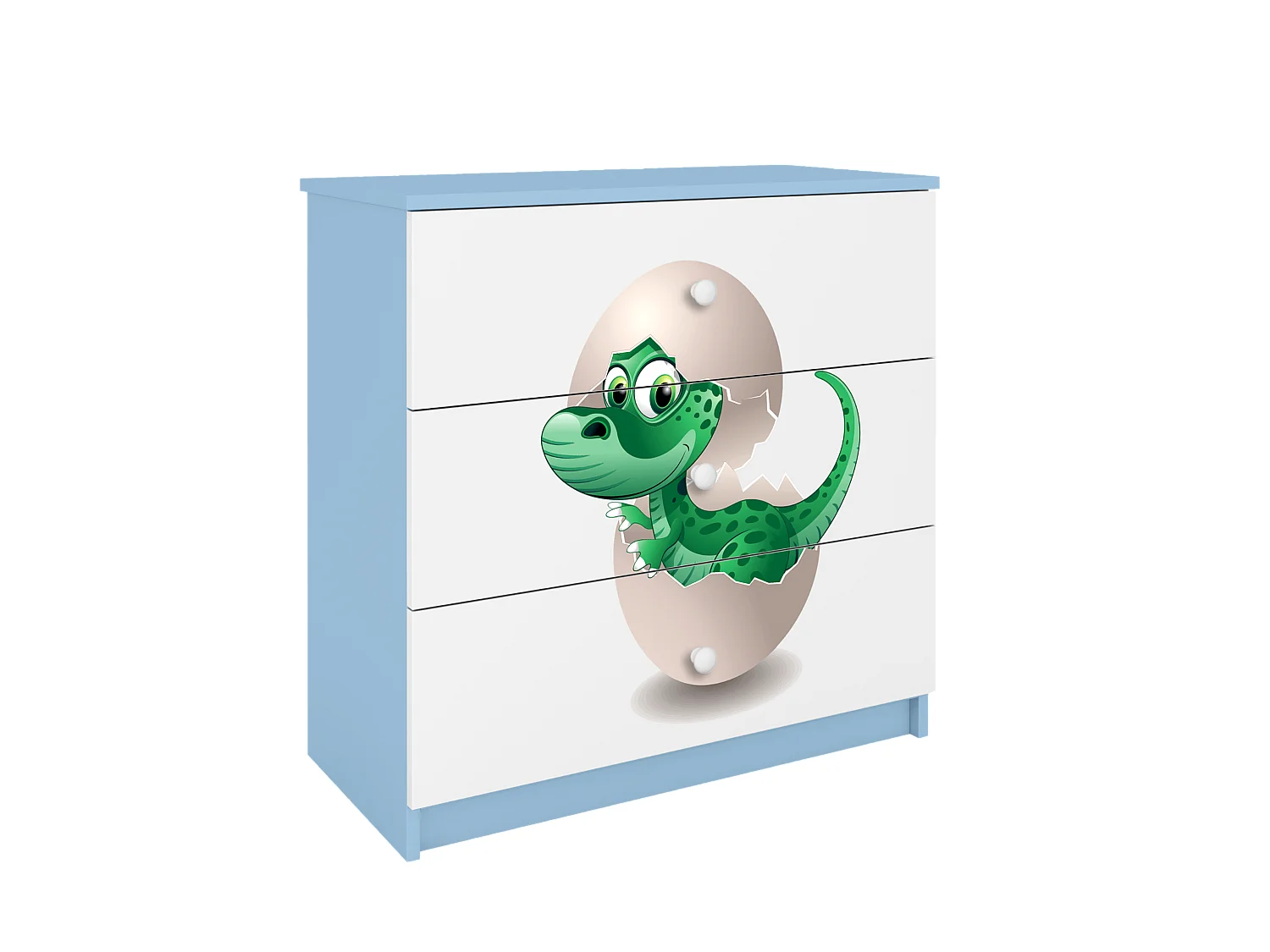 Commode pour enfants avec tiroirs Petit dinosaure en couleur bleue Babydreams
