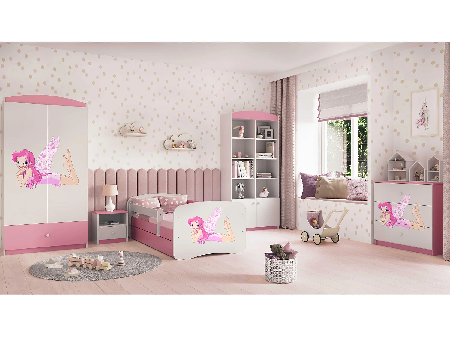 Kinderkommode mit Schubladen Elfe mit Flügeln in der Farbe Rosa Babydreams