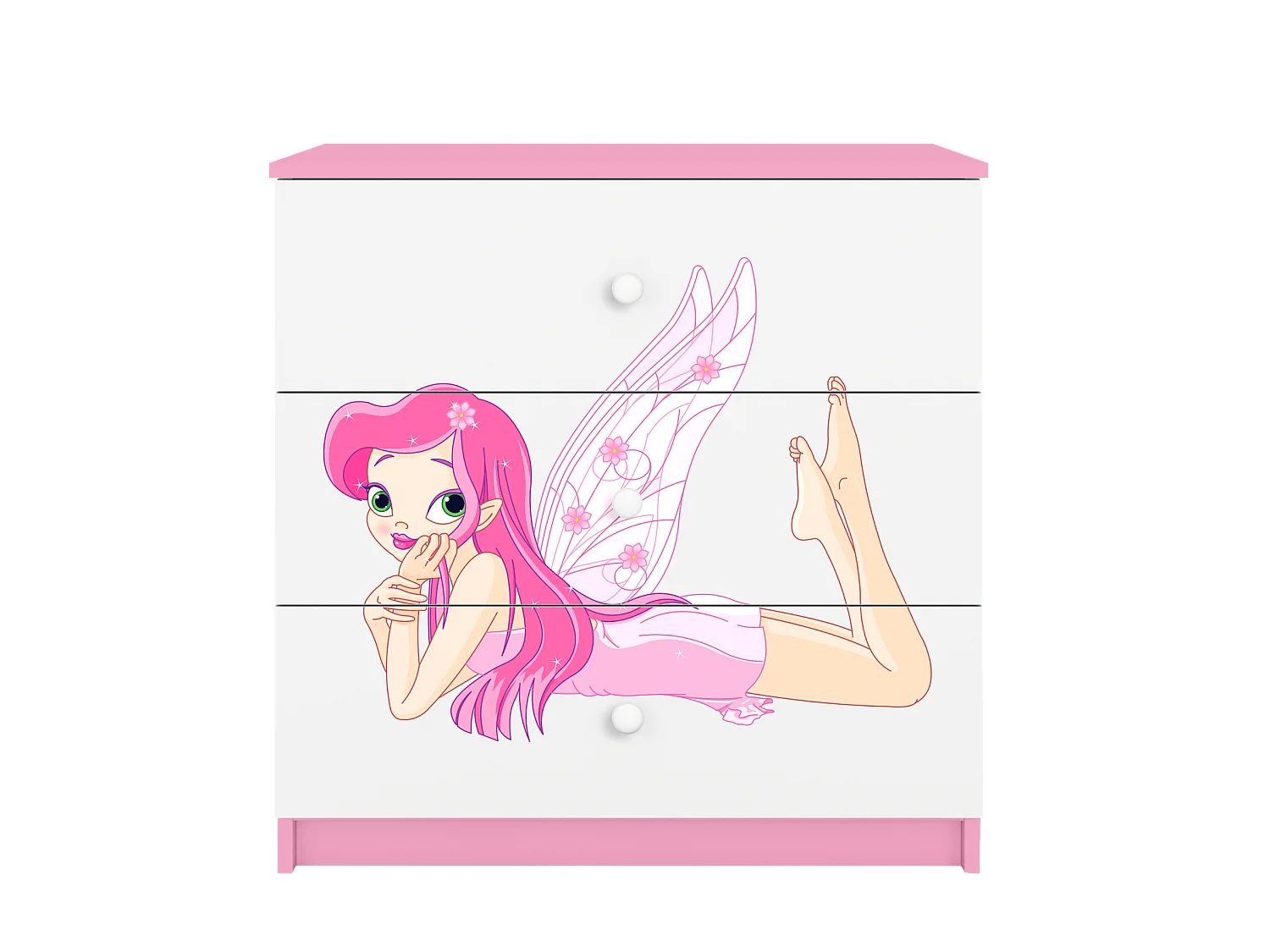 Commode pour enfants avec tiroirs Fée avec ailes en couleur rose Babydreams