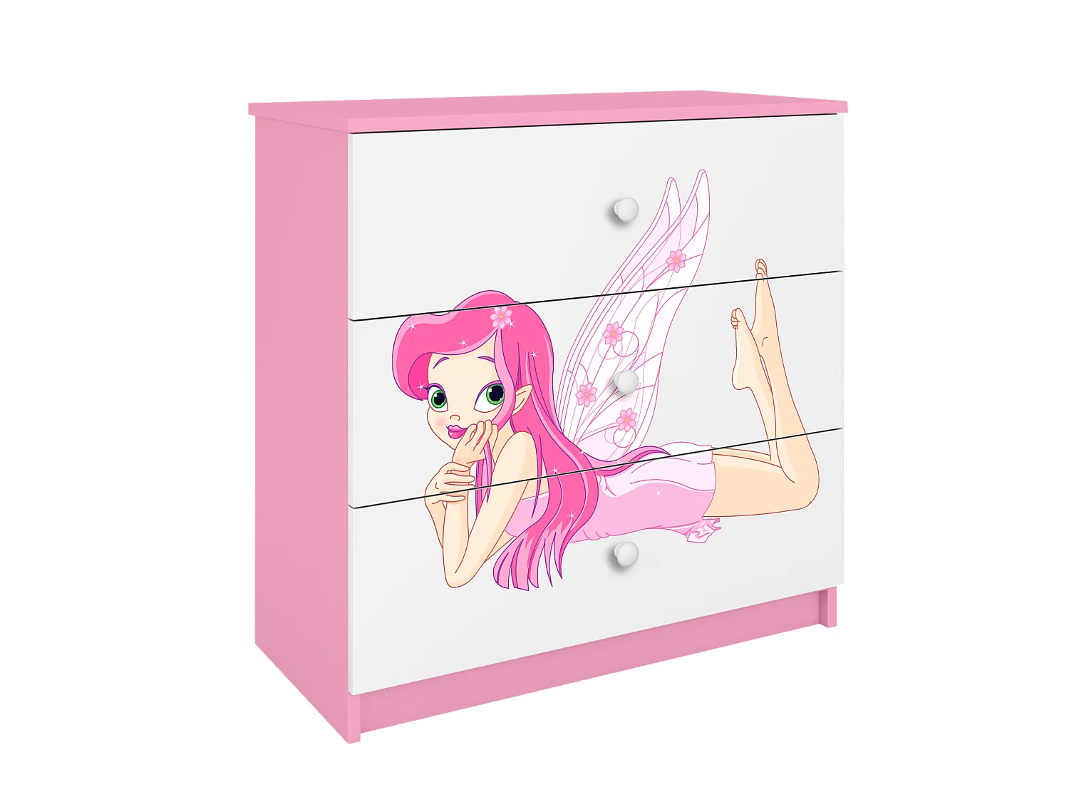 Commode pour enfants avec tiroirs Fée avec ailes en couleur rose Babydreams