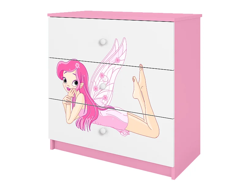 Commode pour enfants avec tiroirs Fée avec ailes en couleur rose Babydreams