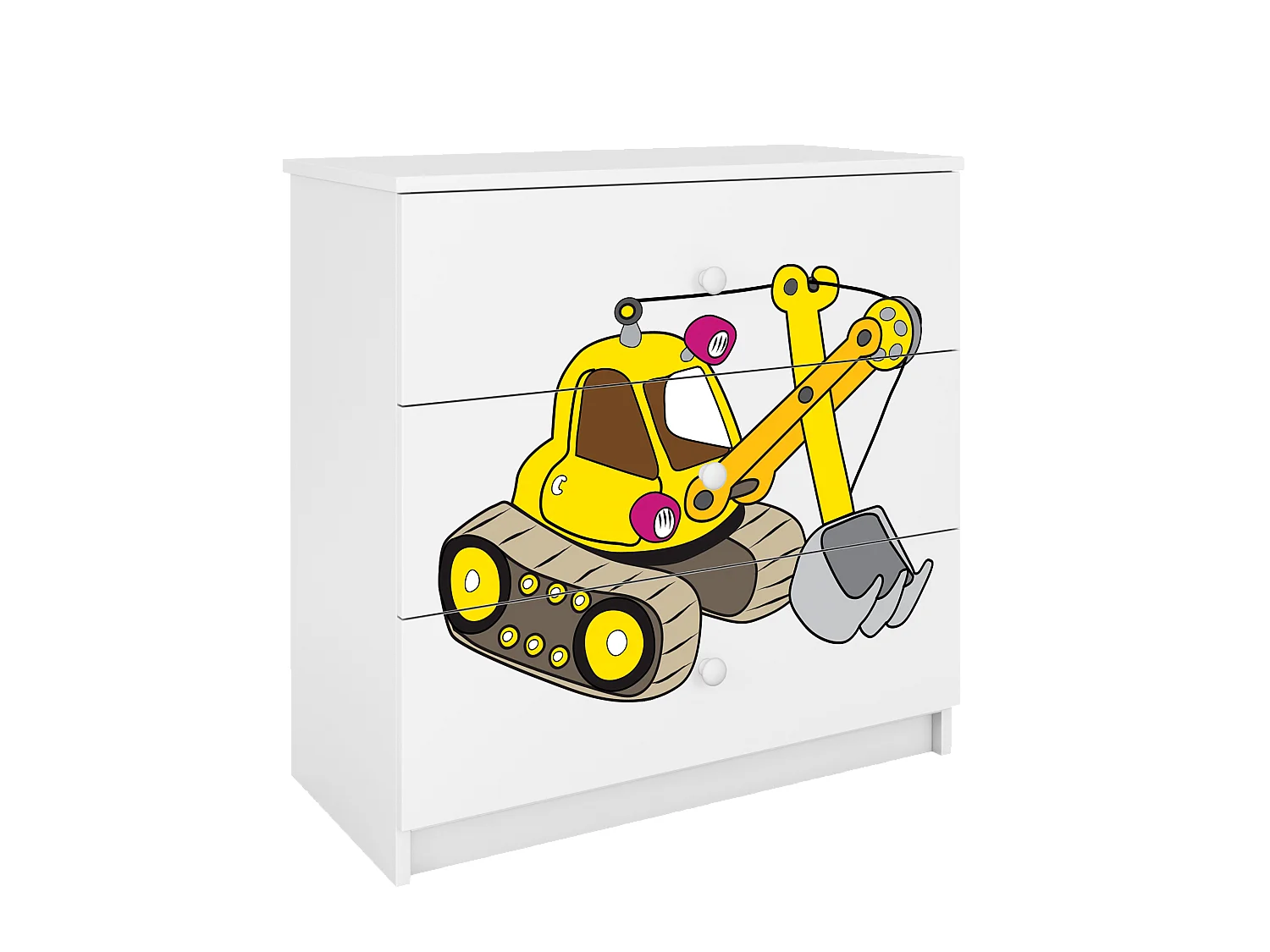 Kommode pour enfants avec tiroirs Excavateur en couleur blanche Babydreams