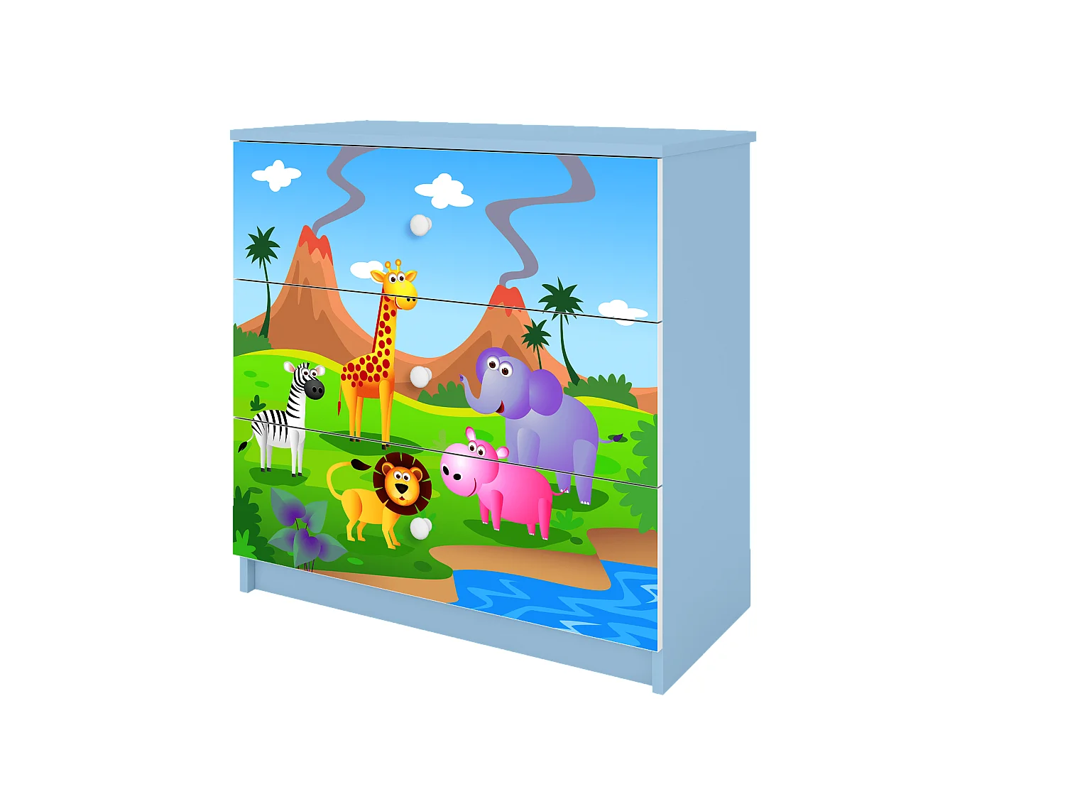 Kinderkommode mit Schubladen Safari in der Farbe Blau Babydreams