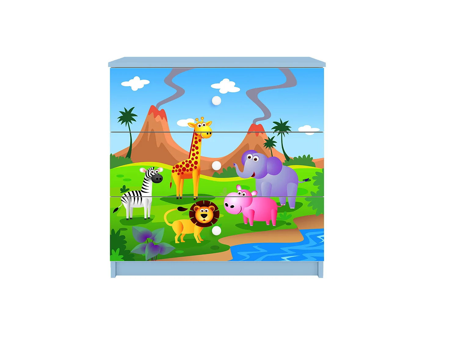 Kinderkommode mit Schubladen Safari in der Farbe Blau Babydreams