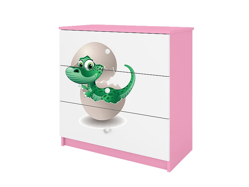 Kinderkommode mit Schubladen Kleiner Dino in der Farbe Rosa Babydreams
