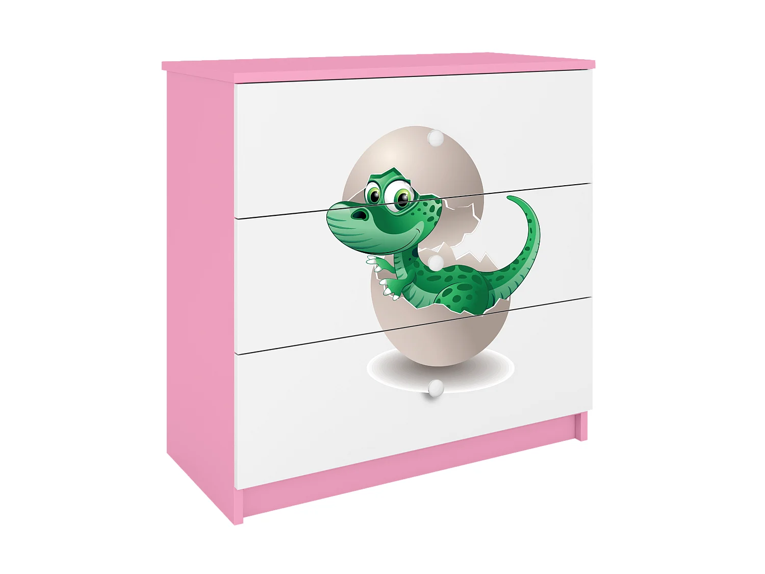 Commode pour enfants avec tiroirs Petit Dino en couleur rose Babydreams
