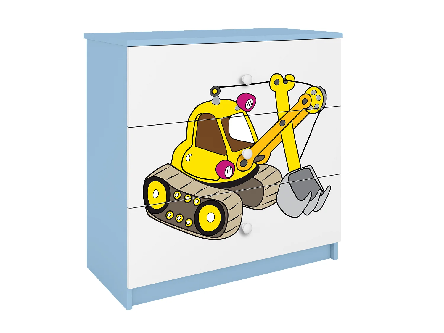 Kinderkommode mit Schubladen Excavator in der Farbe Blau Babydreams