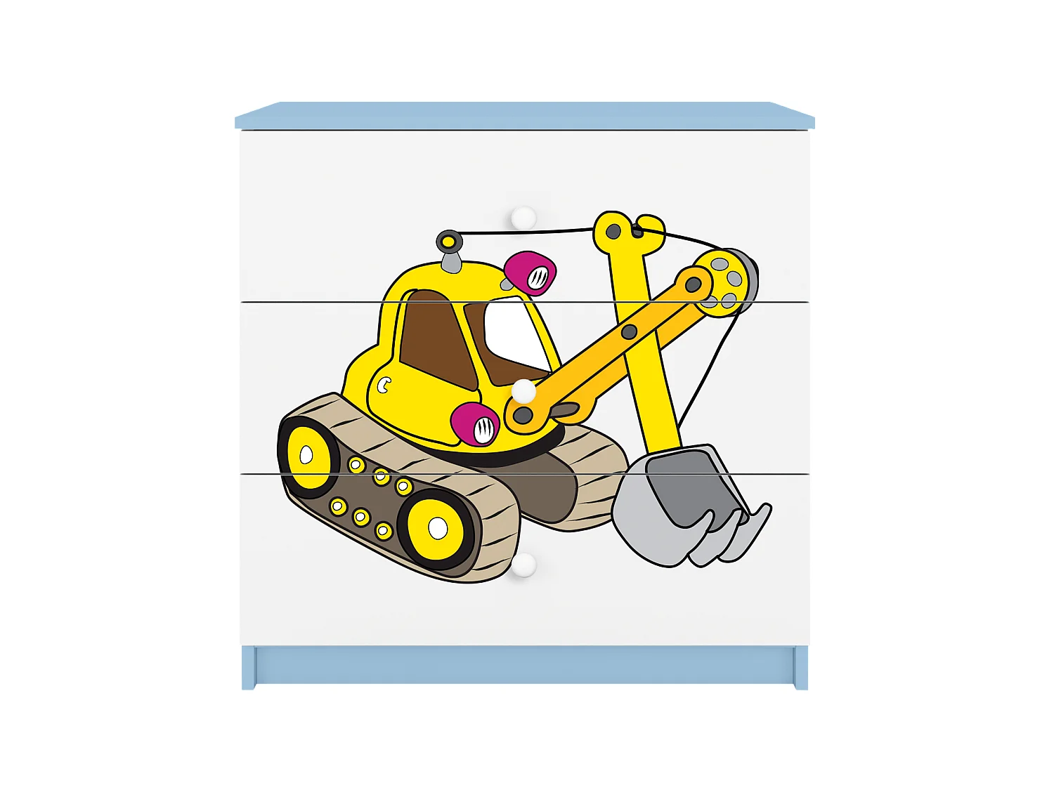 Kommode pour enfants avec tiroirs Excavateur en couleur bleue Babydreams