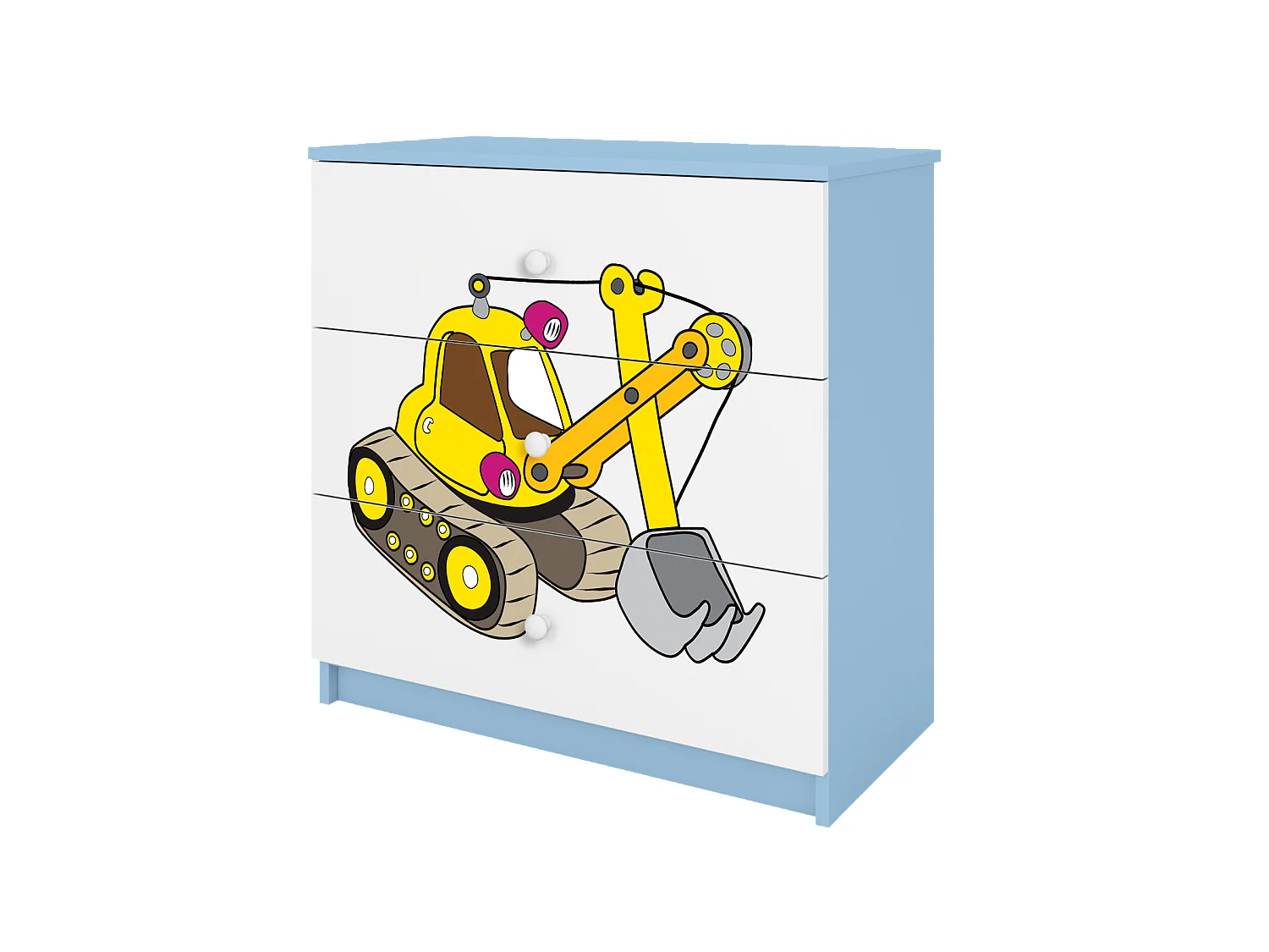Kommode pour enfants avec tiroirs Excavateur en couleur bleue Babydreams