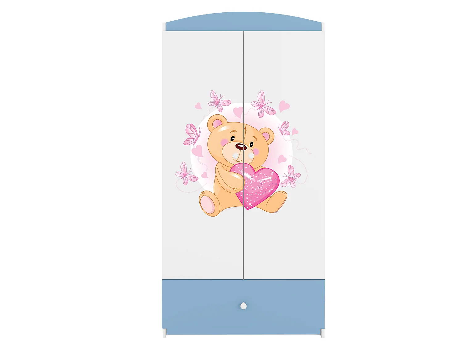 Kinderkleiderschrank Babydreams Drehtürenschrank Kleiderschrank Teddybär I Blau