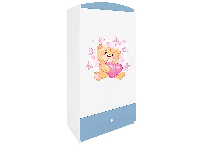 Kinderkleiderschrank Babydreams Drehtürenschrank Kleiderschrank Teddybär I Blau