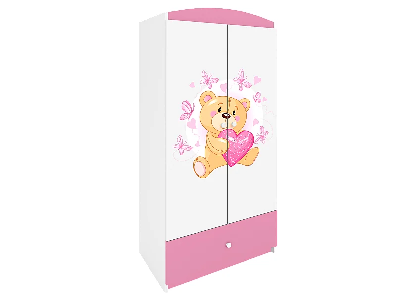 Kinderkleiderschrank Babydreams Drehtürenschrank Kleiderschrank Teddybär I Hellrosa