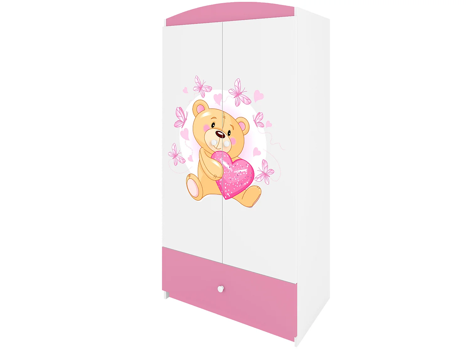 Kinderkleiderschrank Babydreams Drehtürenschrank Kleiderschrank Teddybär I Hellrosa