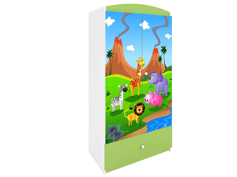 Kinderkleiderschrank Babydreams Drehtürenschrank Kleiderschrank Safari Grün