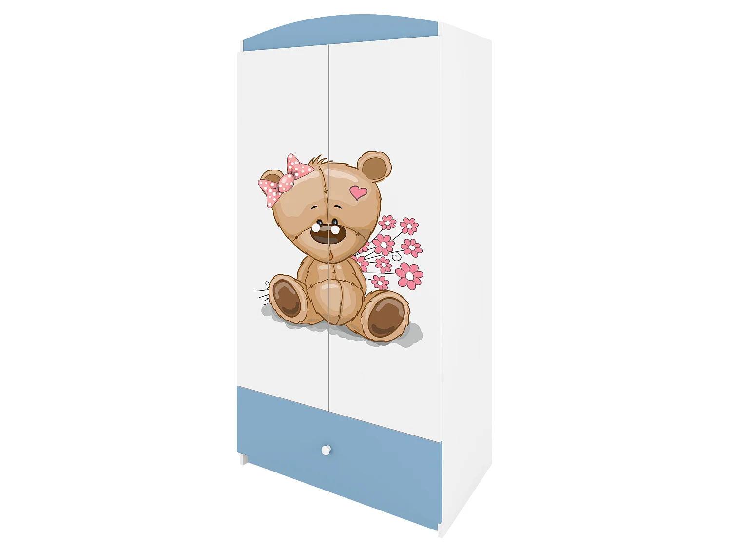 Kinderkleiderschrank Babydreams Drehtürenschrank Kleiderschrank Teddybär II Blau