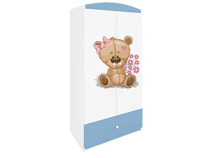 Kinderkleiderschrank Babydreams Drehtürenschrank Kleiderschrank Teddybär II Blau