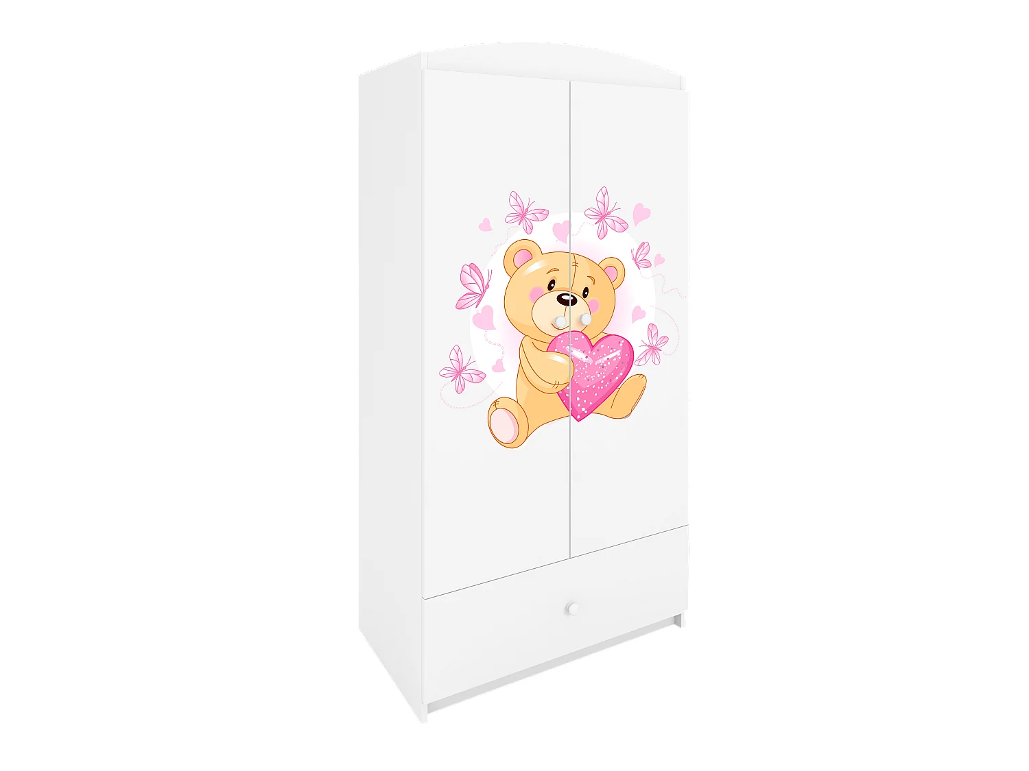 Kinderkleiderschrank Babydreams Drehtürenschrank Kleiderschrank Teddybär I Weiß