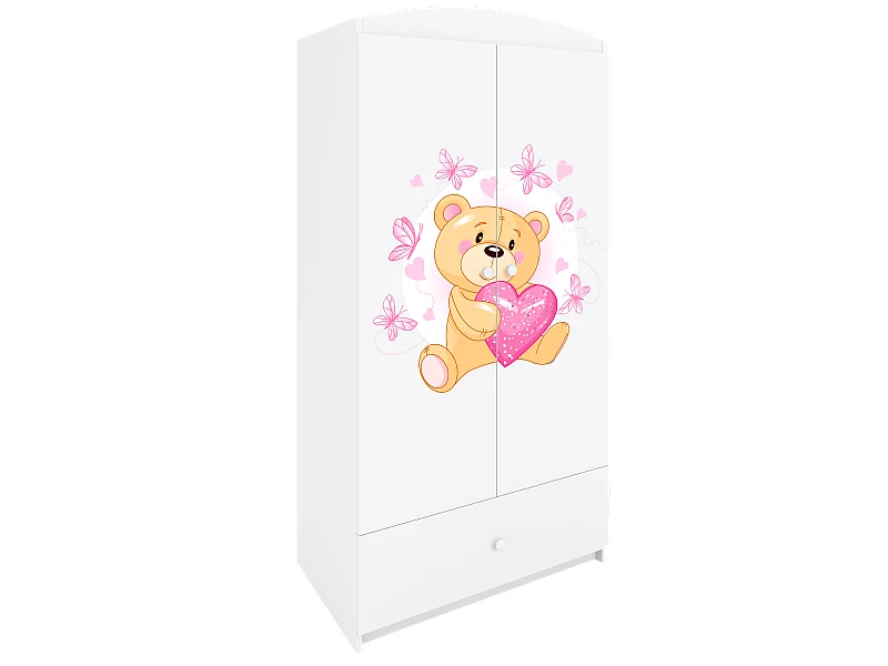 Kinderkleiderschrank Babydreams Drehtürenschrank Kleiderschrank Teddybär I Weiß