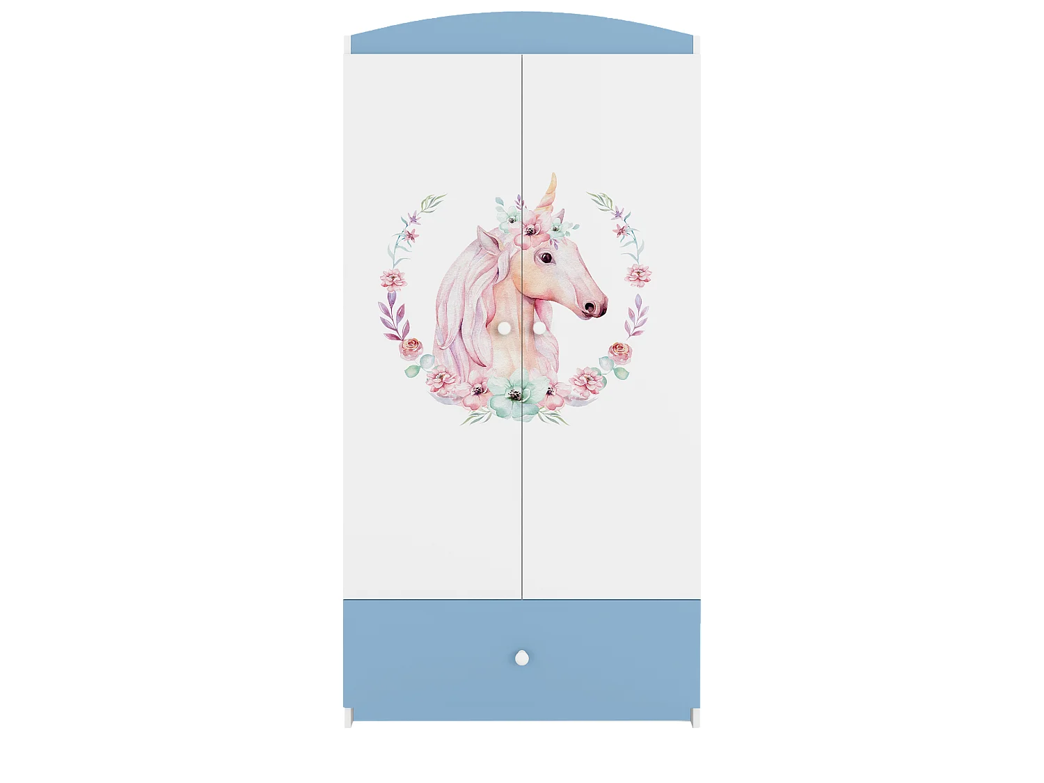 Kinderkleiderschrank Babydreams Drehtürenschrank Kleiderschrank Pferd Blau