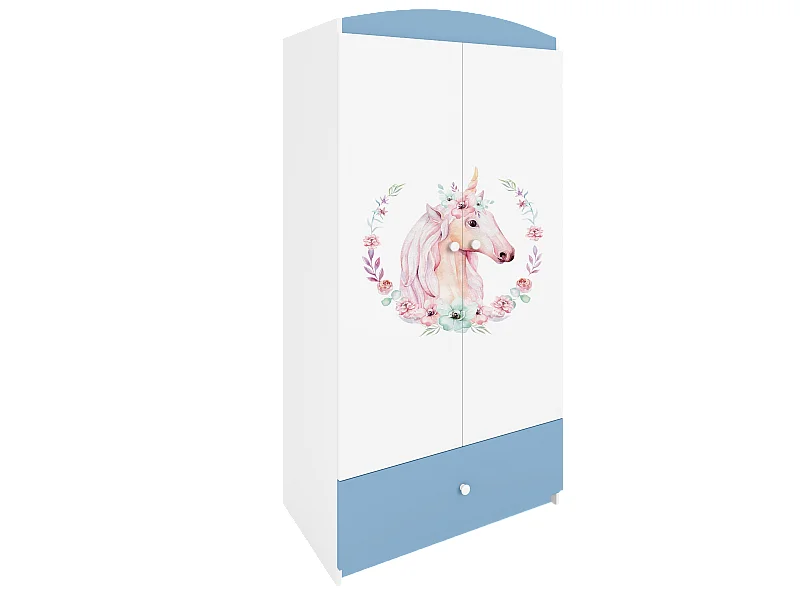 Kinderkleiderschrank Babydreams Drehtürenschrank Kleiderschrank Pferd Blau
