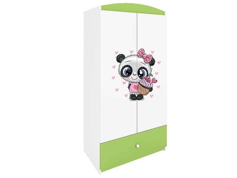 Kinderkleiderschrank Babydreams Drehtürenschrank Kleiderschrank Panda Grün