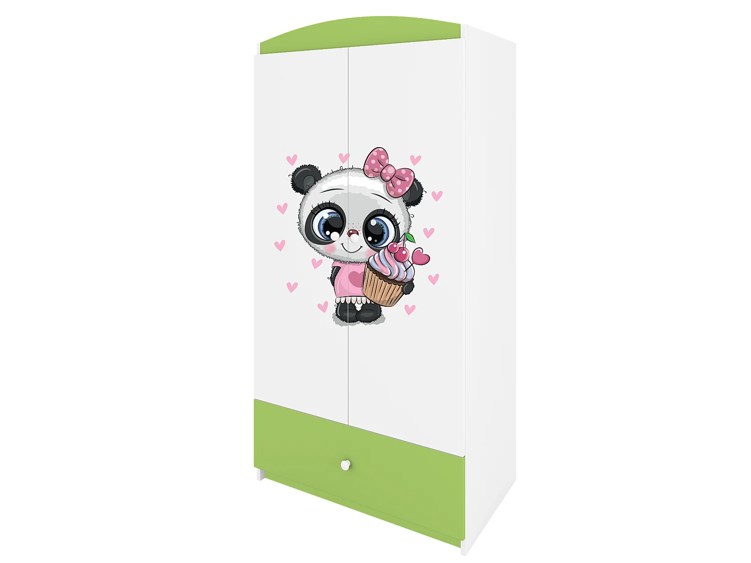 Kinderkleiderschrank Babydreams Drehtürenschrank Kleiderschrank Panda Grün
